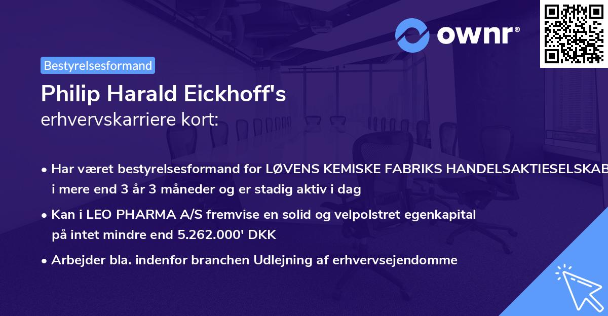 Philip Harald Eickhoff's erhvervskarriere kort