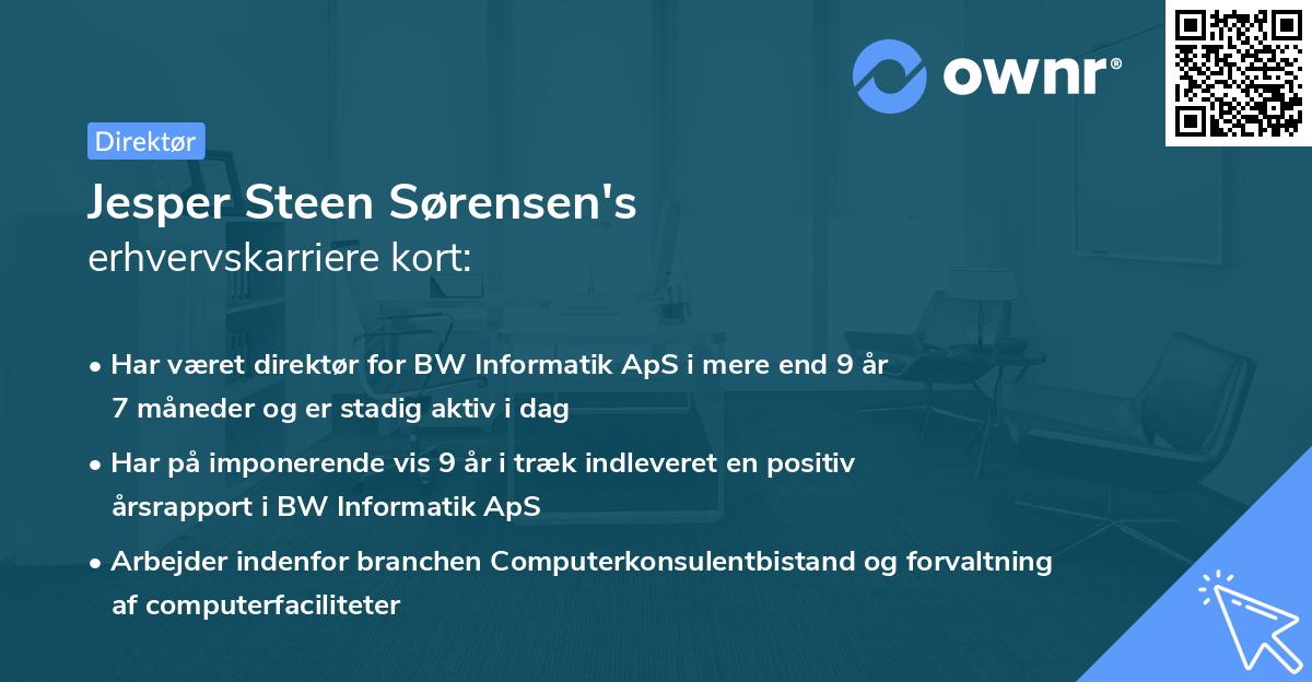 Jesper Steen Sørensen's erhvervskarriere kort