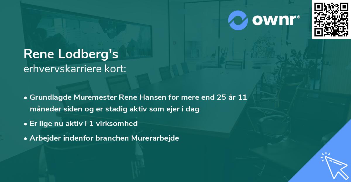 Rene Lodberg's erhvervskarriere kort