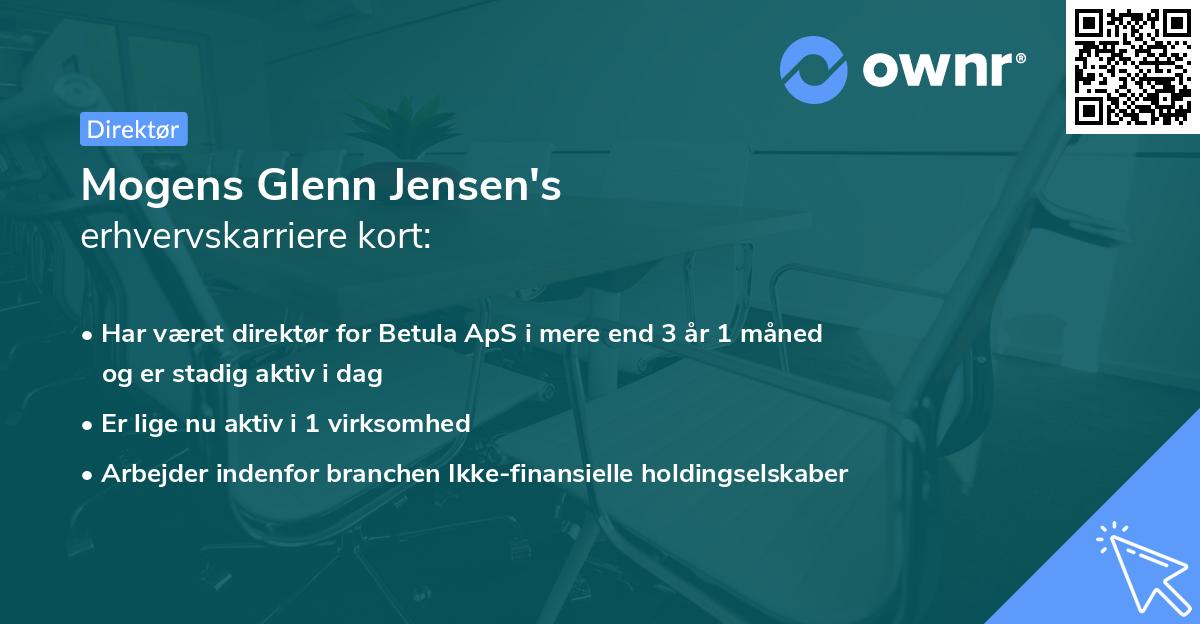 Mogens Glenn Jensen's erhvervskarriere kort