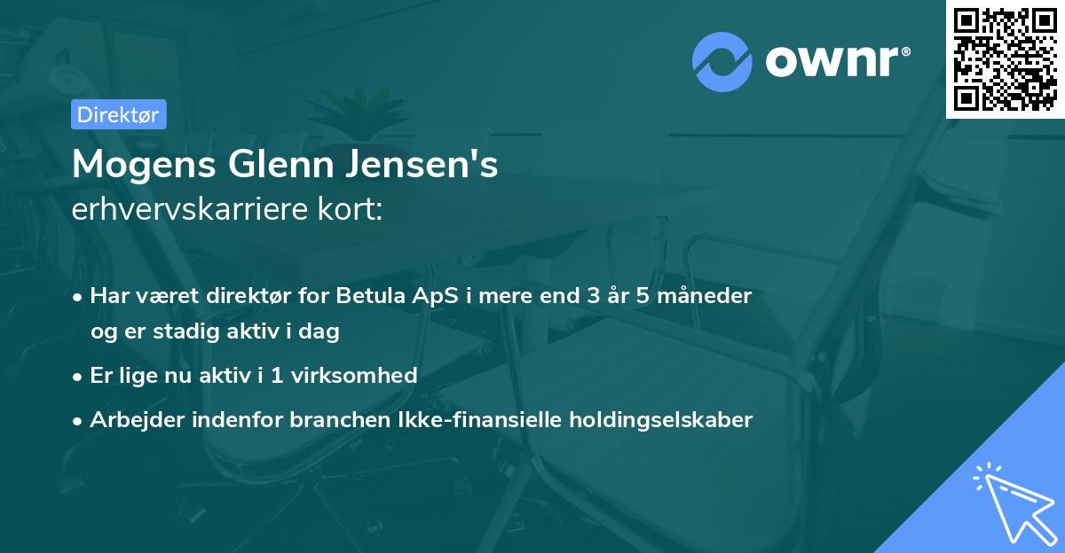 Mogens Glenn Jensen's erhvervskarriere kort