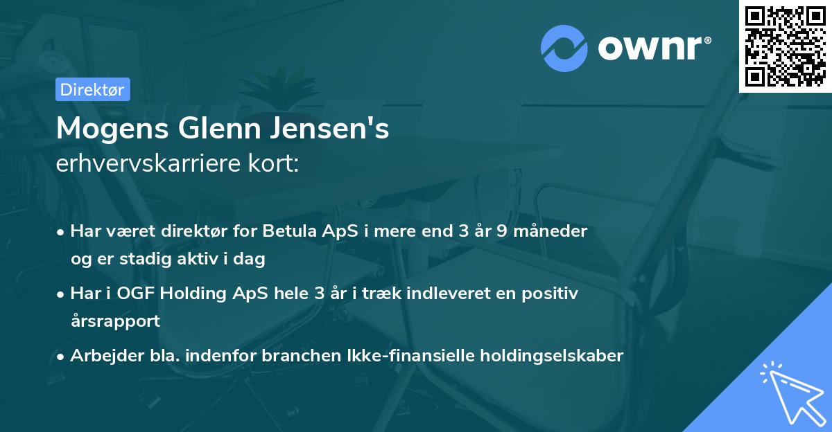 Mogens Glenn Jensen's erhvervskarriere kort