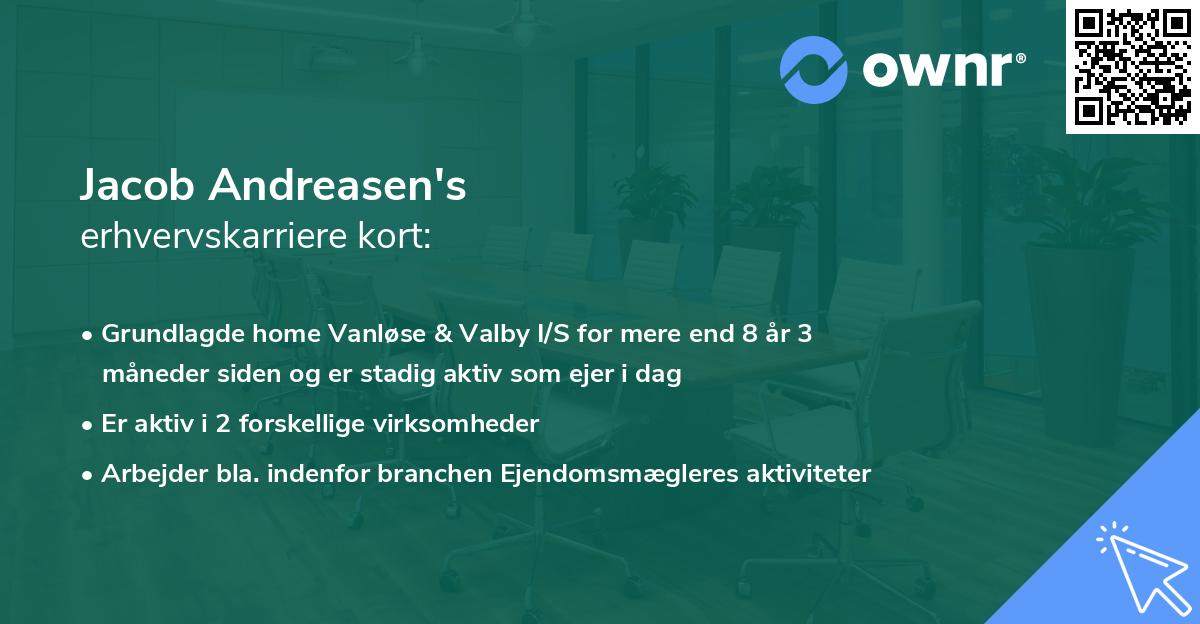 Jacob Andreasen's erhvervskarriere kort