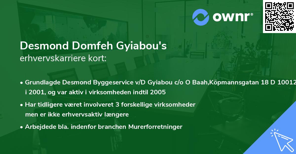 Desmond Domfeh Gyiabou's erhvervskarriere kort