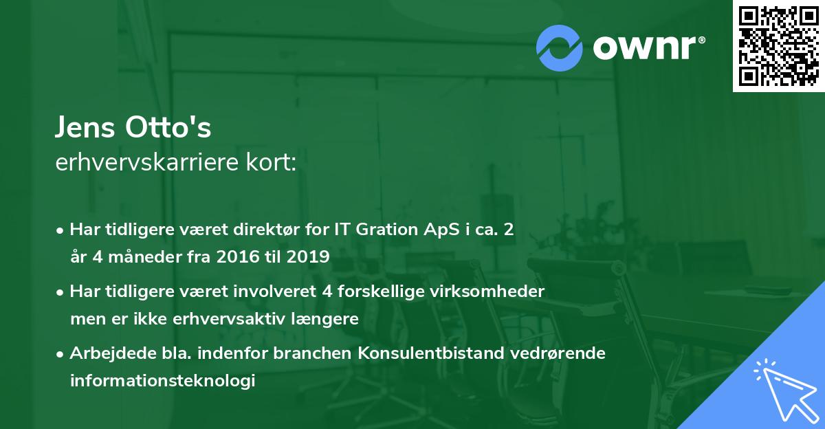 Jens Otto's erhvervskarriere kort
