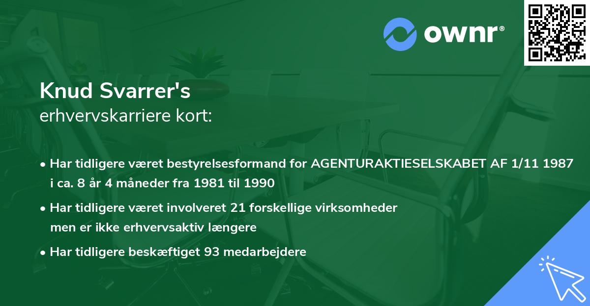 Knud Svarrer's erhvervskarriere kort