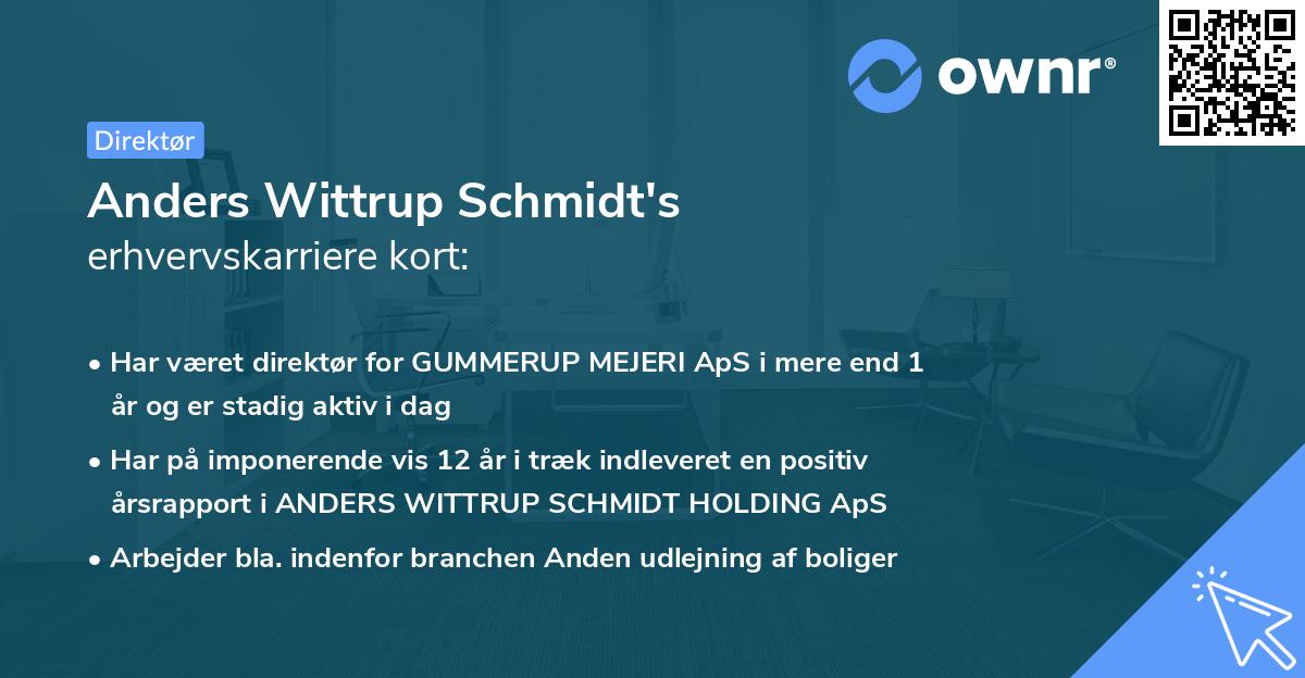 Anders Wittrup Schmidt's erhvervskarriere kort