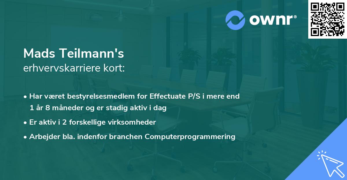 Mads Teilmann's erhvervskarriere kort