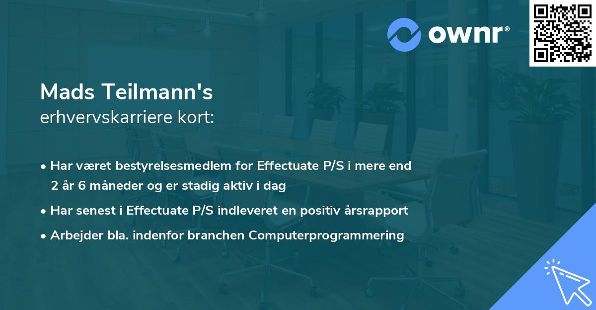 Mads Teilmann's erhvervskarriere kort