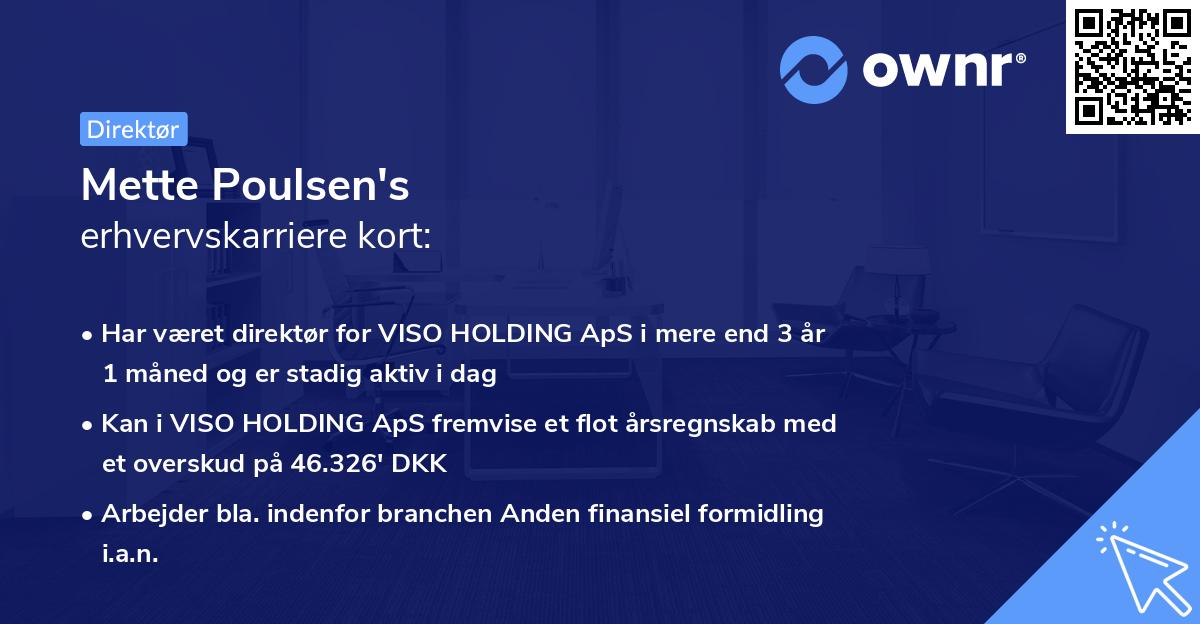 Mette Poulsen's erhvervskarriere kort