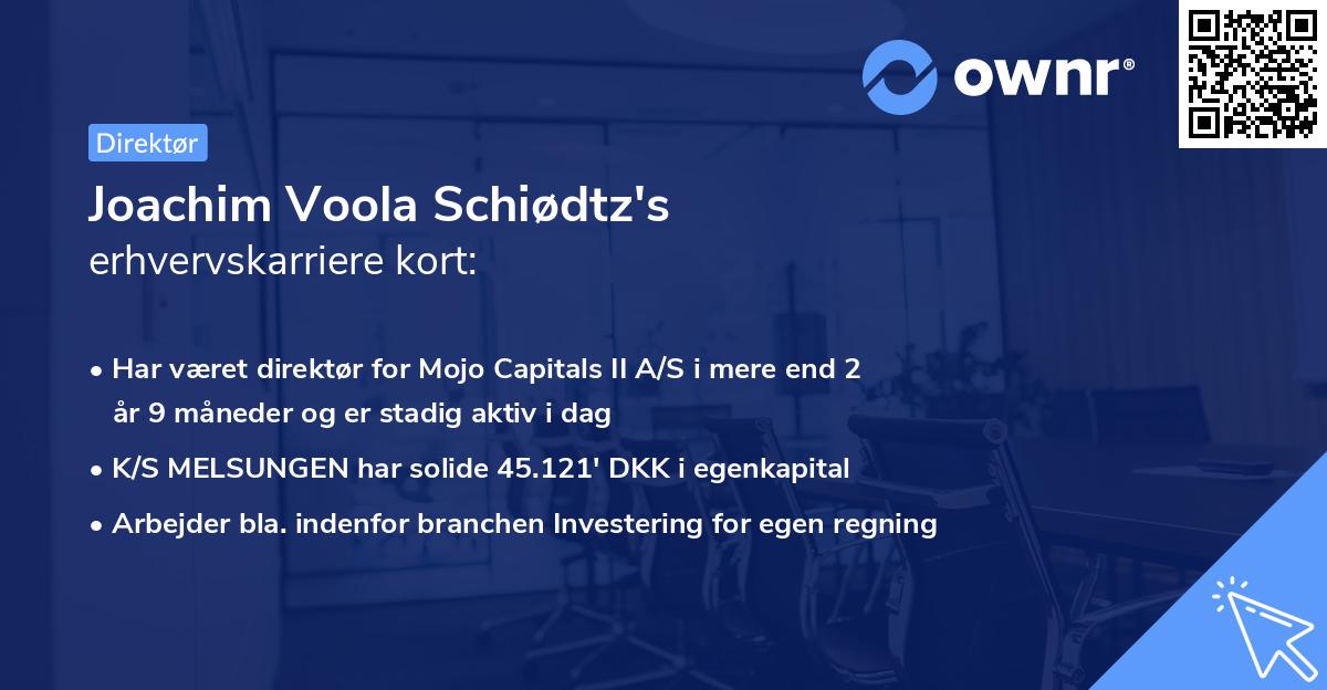 Joachim Voola Schiødtz's erhvervskarriere kort