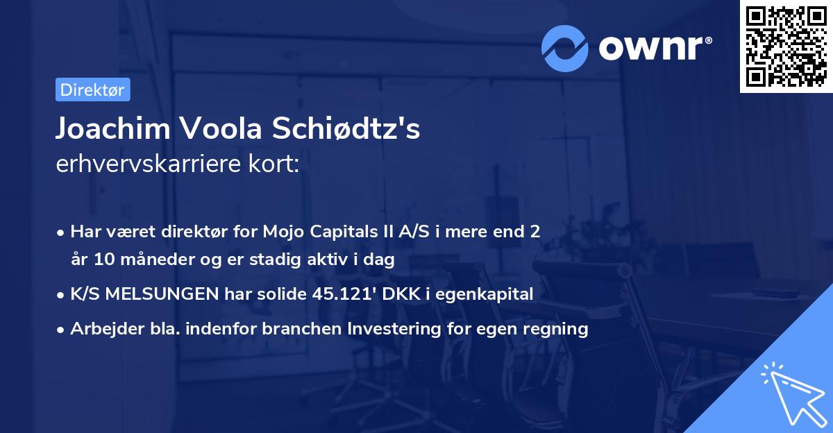 Joachim Voola Schiødtz's erhvervskarriere kort