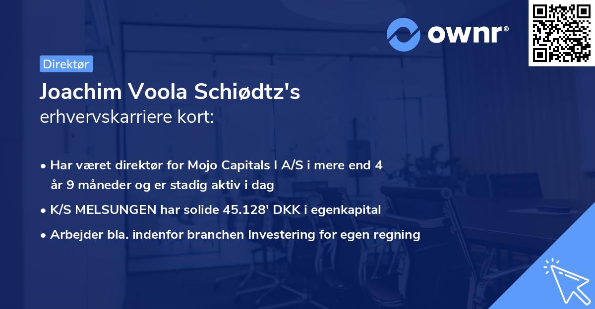 Joachim Voola Schiødtz's erhvervskarriere kort