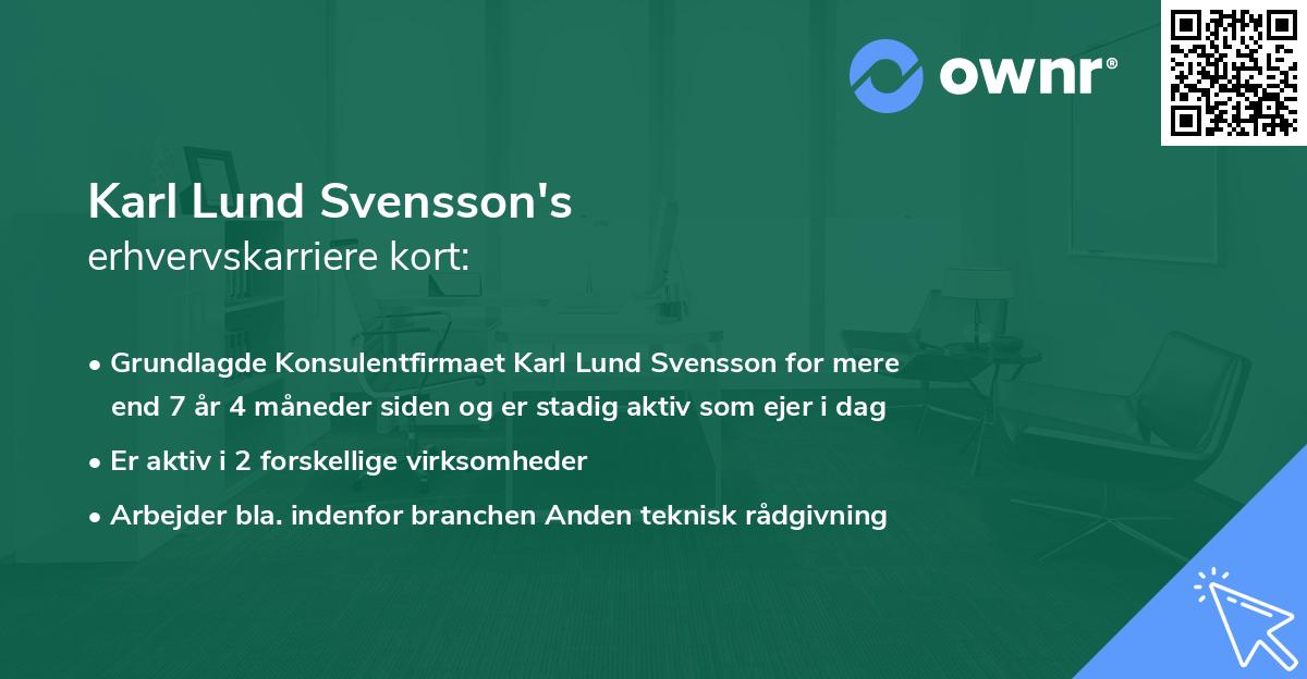 Karl Lund Svensson's erhvervskarriere kort