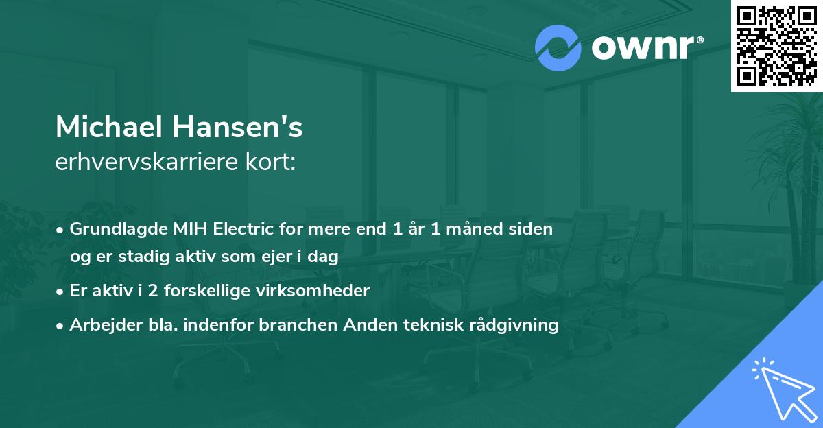 Michael Hansen's erhvervskarriere kort