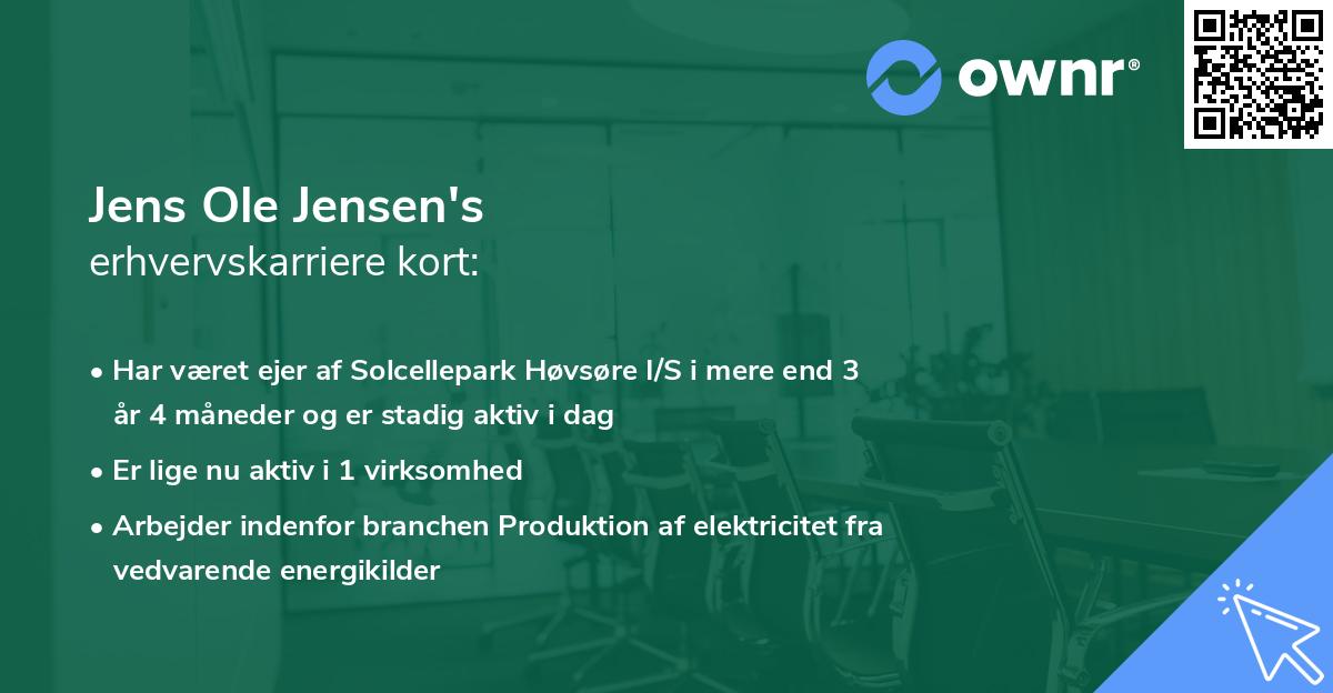 Jens Ole Jensen's erhvervskarriere kort