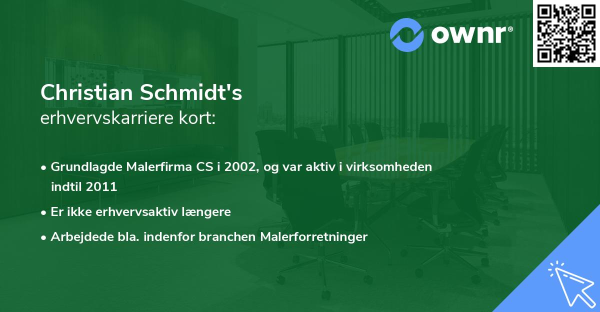 Christian Schmidt's erhvervskarriere kort