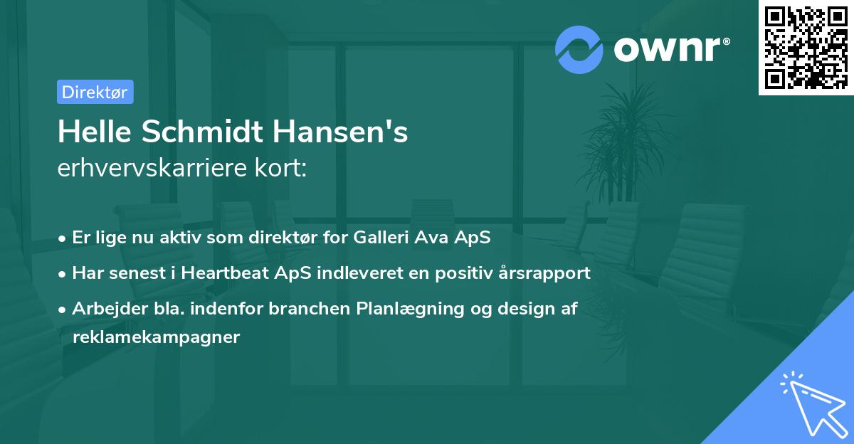 Helle Schmidt Hansen's erhvervskarriere kort