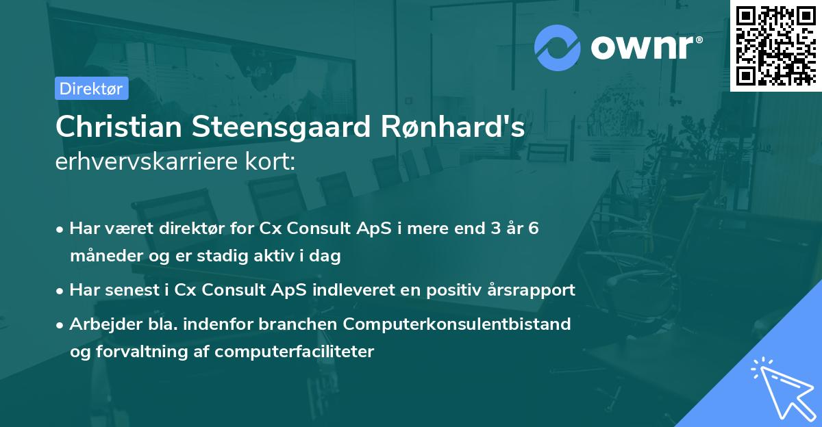 Christian Steensgaard Rønhard's erhvervskarriere kort