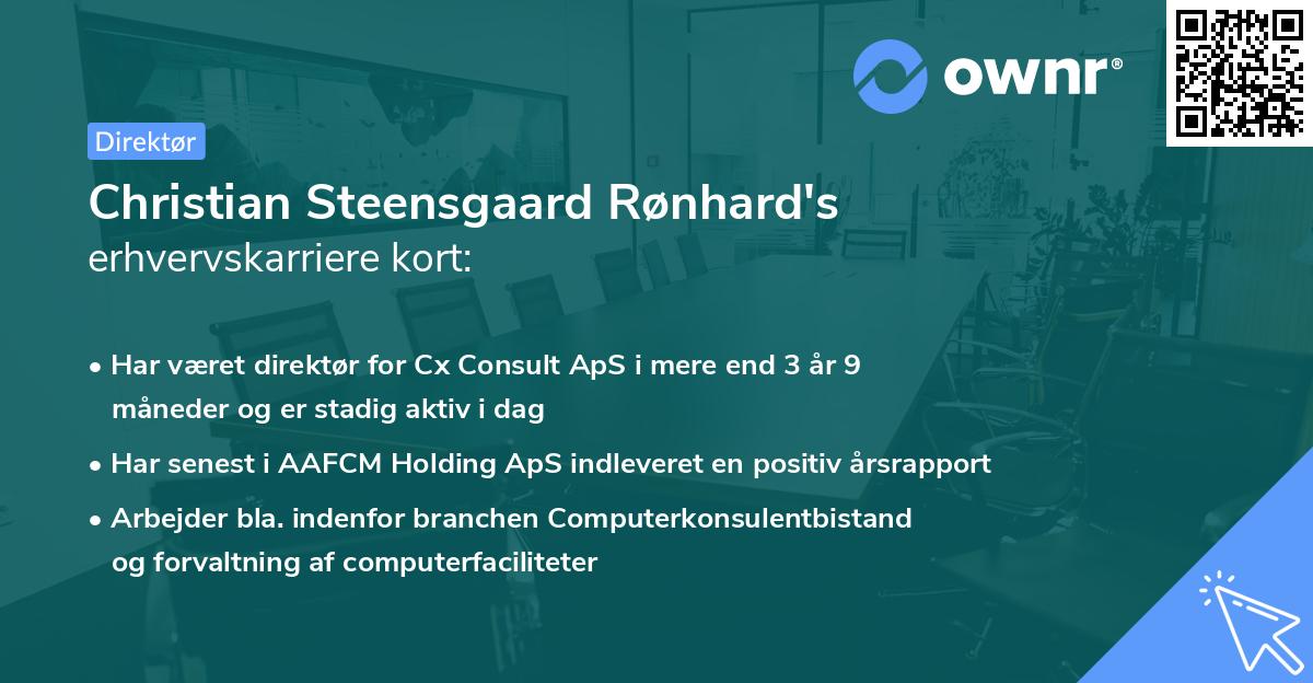 Christian Steensgaard Rønhard's erhvervskarriere kort