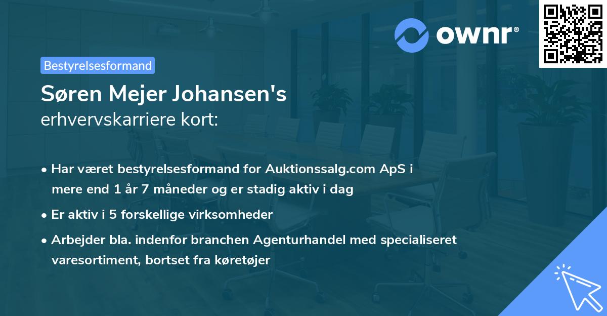 Søren Mejer Johansen's erhvervskarriere kort
