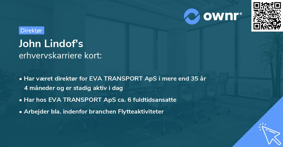 John Lindof's erhvervskarriere kort