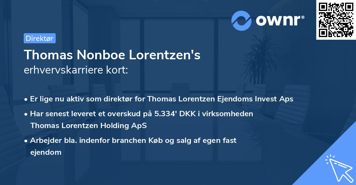 Thomas Nonboe Lorentzen's erhvervskarriere kort