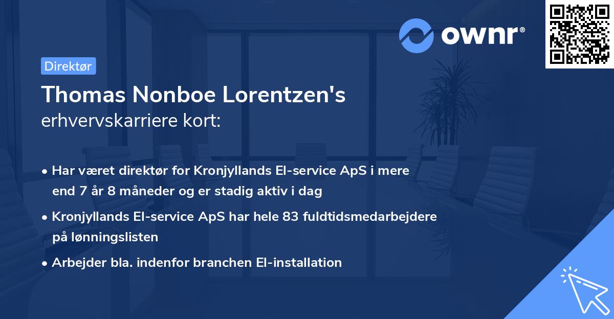 Thomas Nonboe Lorentzen's erhvervskarriere kort