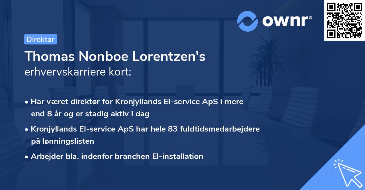 Thomas Nonboe Lorentzen's erhvervskarriere kort