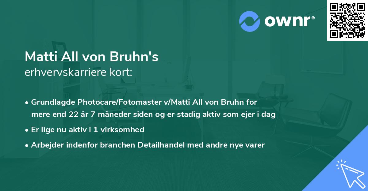 Matti All von Bruhn's erhvervskarriere kort