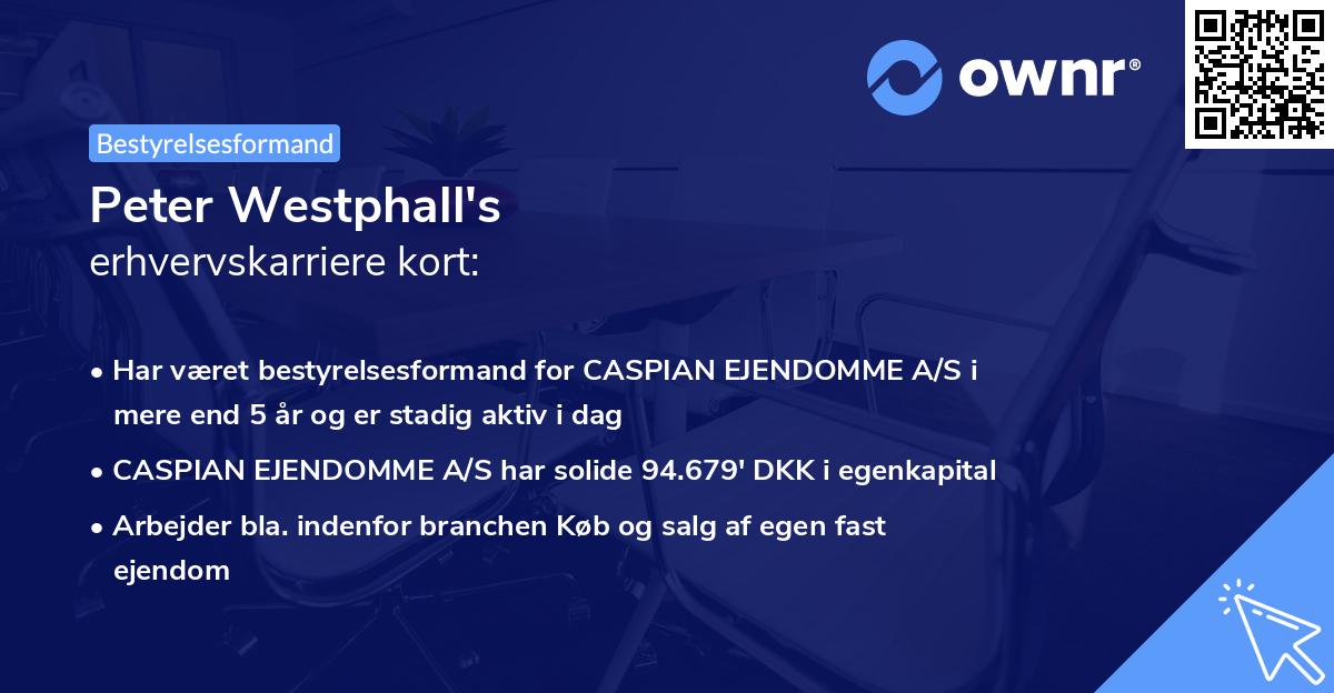 Peter Westphall's erhvervskarriere kort