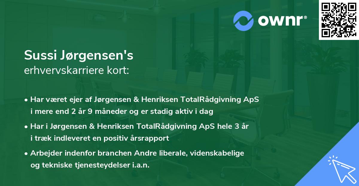 Sussi Jørgensen's erhvervskarriere kort
