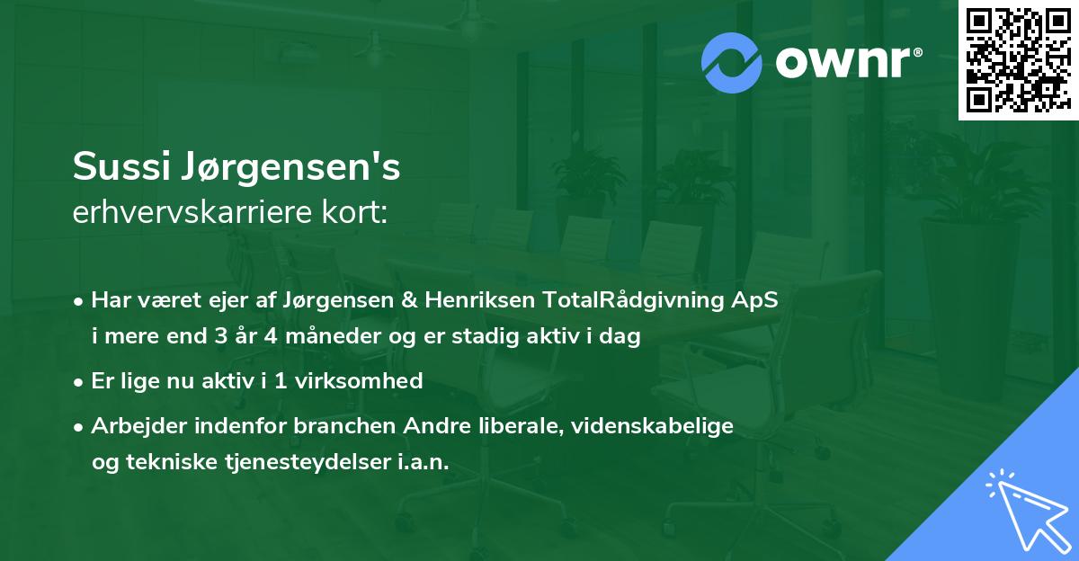 Sussi Jørgensen's erhvervskarriere kort