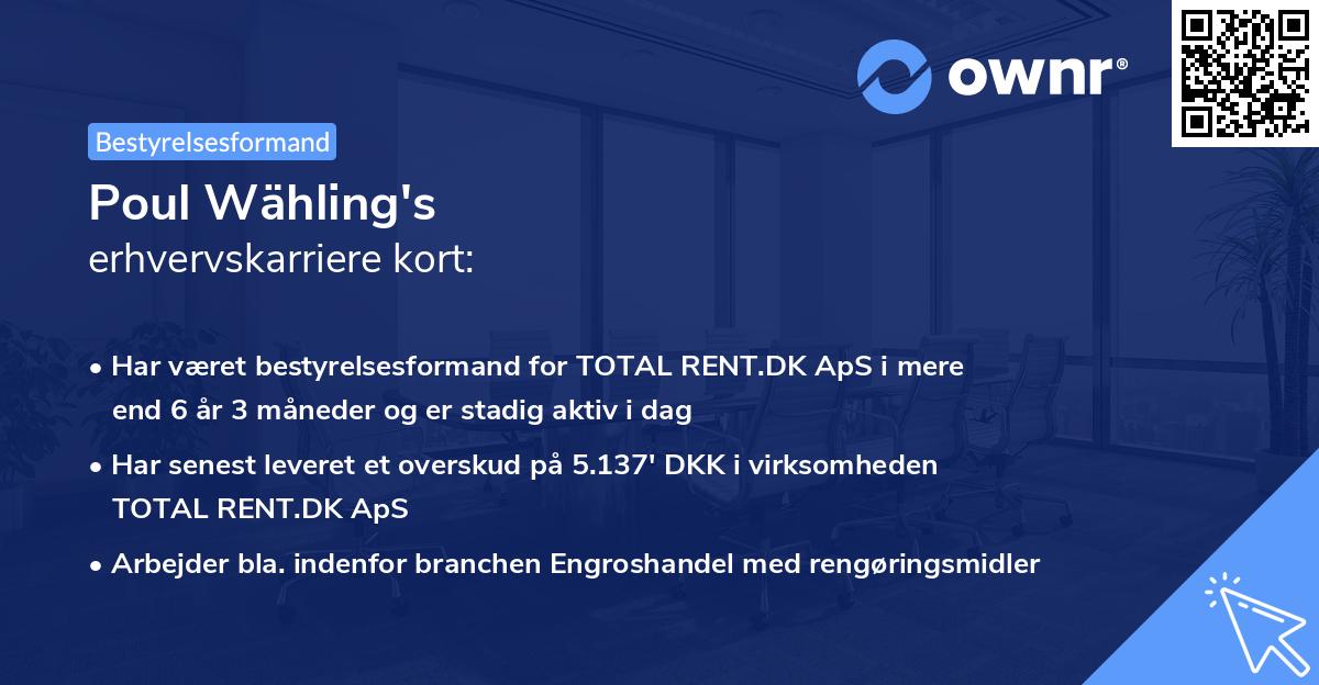 Poul Wähling's erhvervskarriere kort