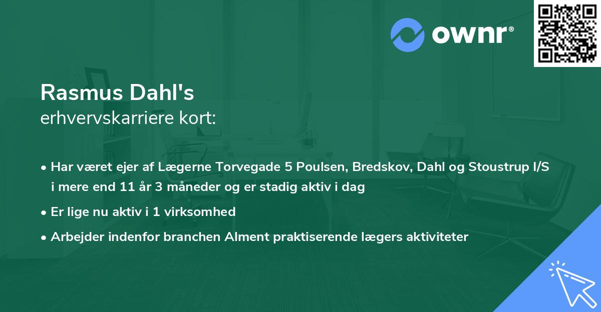 Rasmus Dahl's erhvervskarriere kort