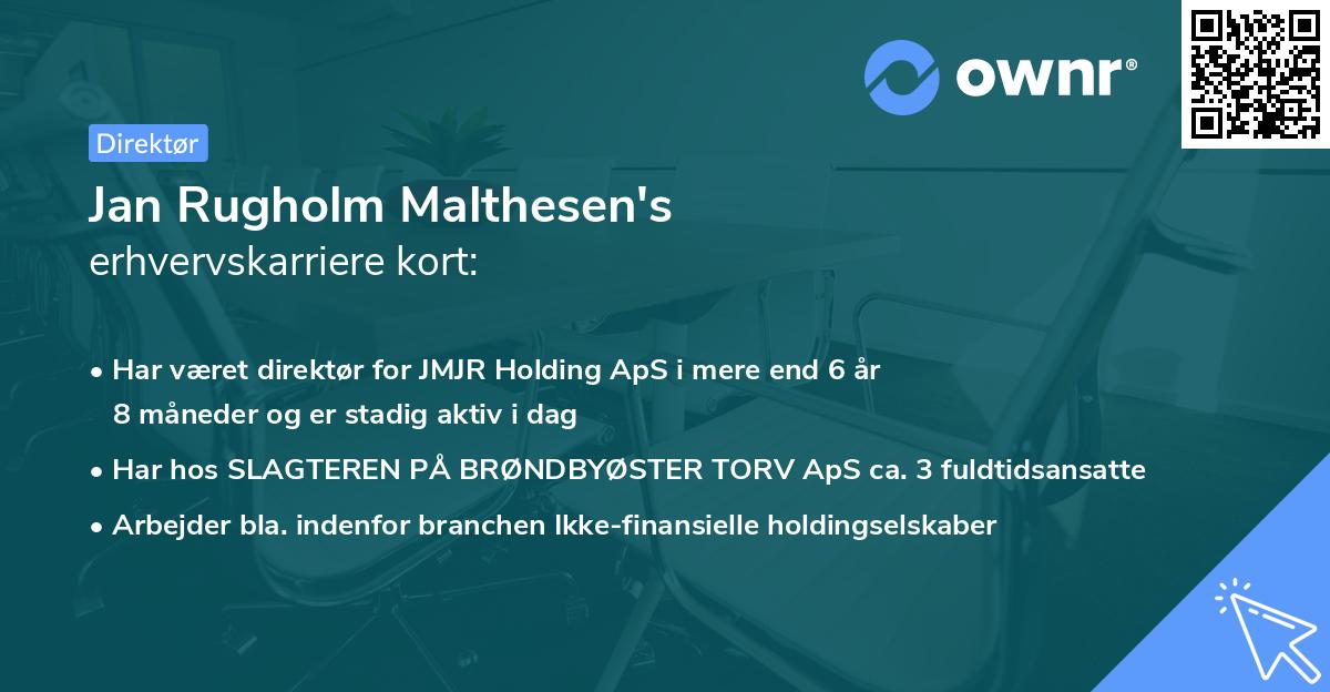 Jan Rugholm Malthesen's erhvervskarriere kort