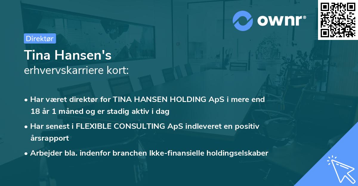 Tina Hansen's erhvervskarriere kort