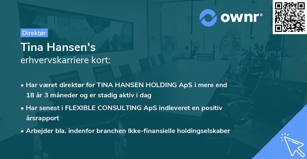 Tina Hansen's erhvervskarriere kort