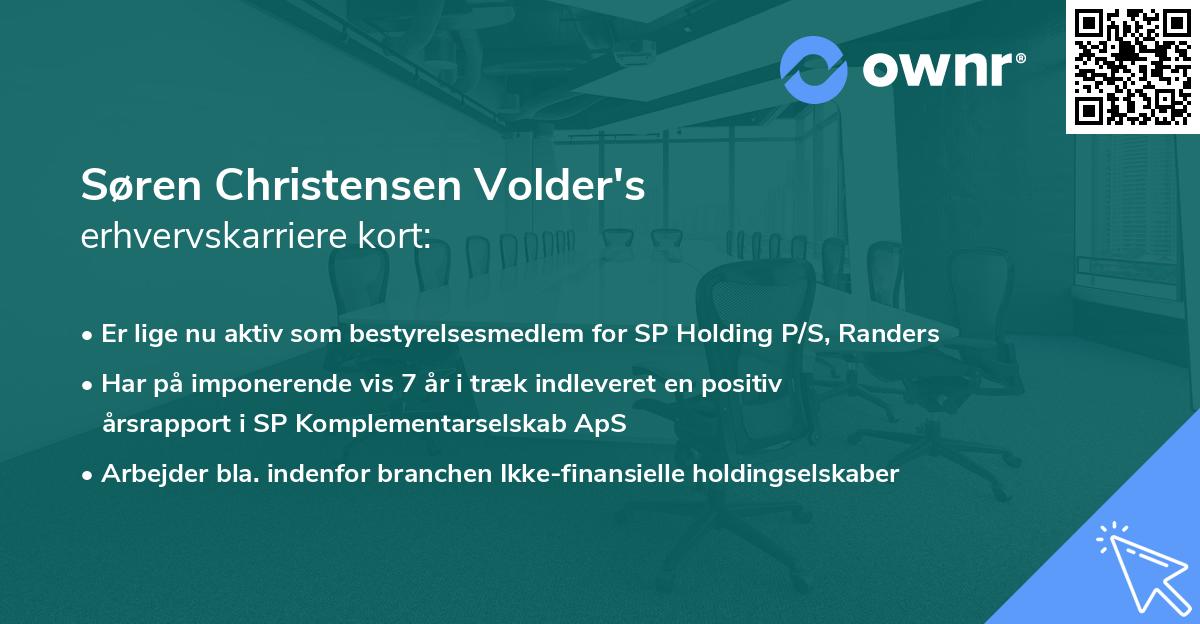 Søren Christensen Volder's erhvervskarriere kort