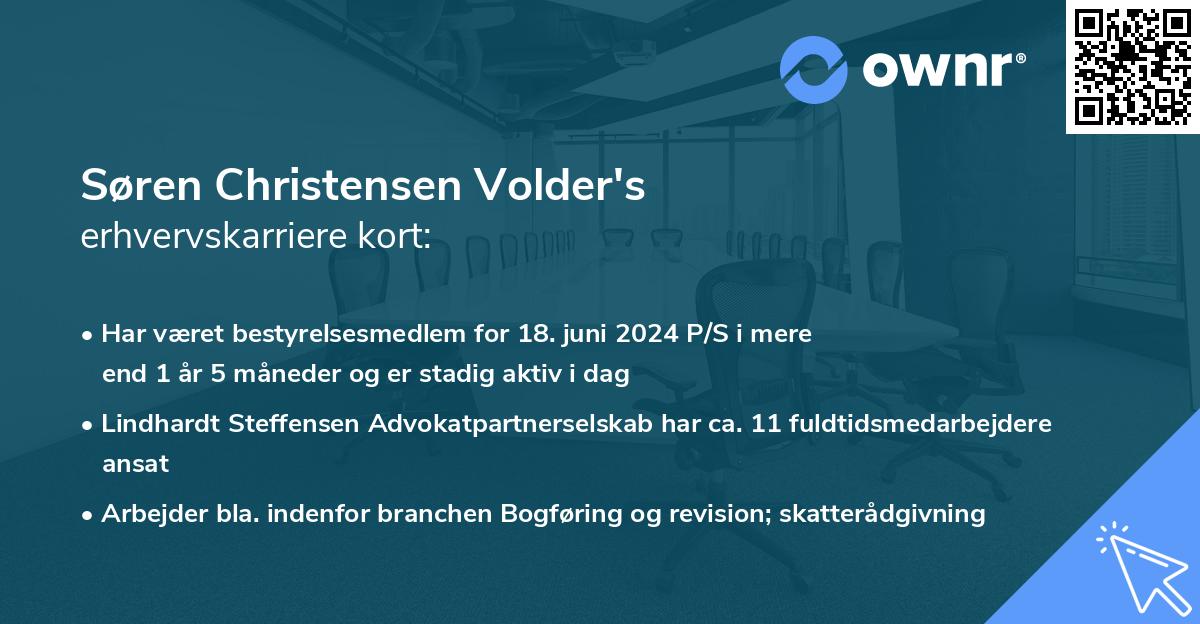 Søren Christensen Volder's erhvervskarriere kort