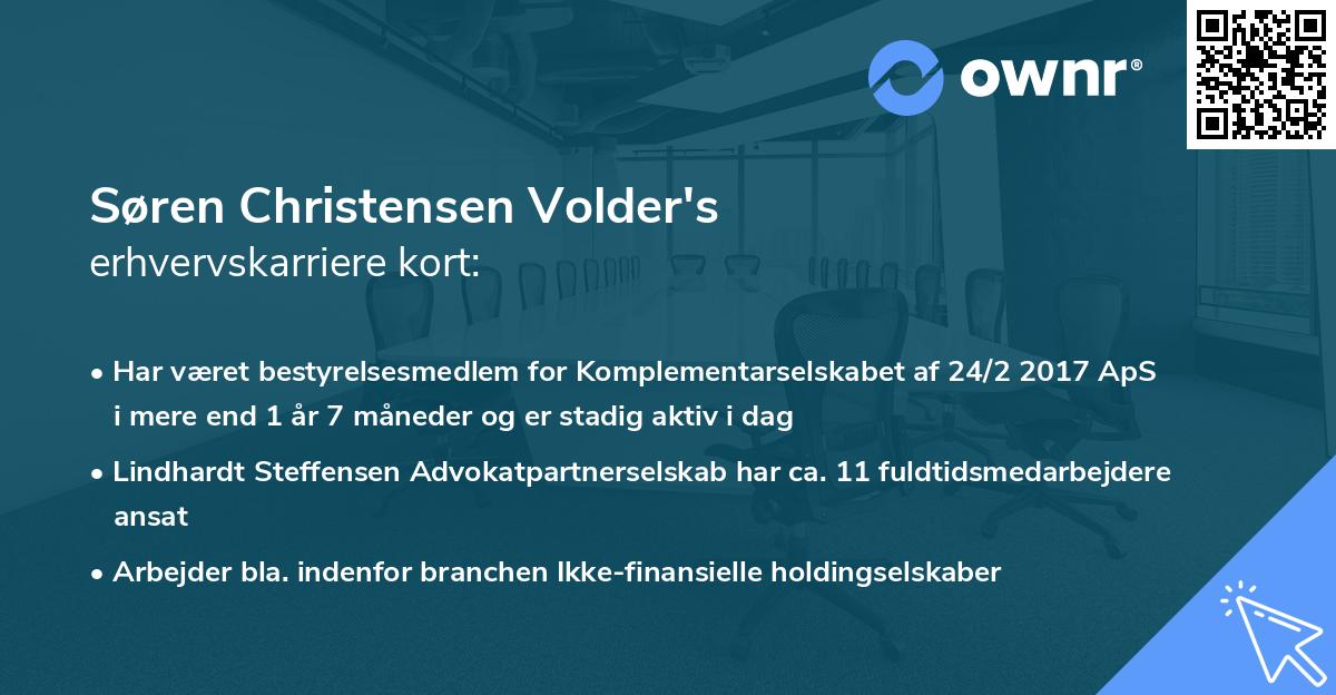 Søren Christensen Volder's erhvervskarriere kort