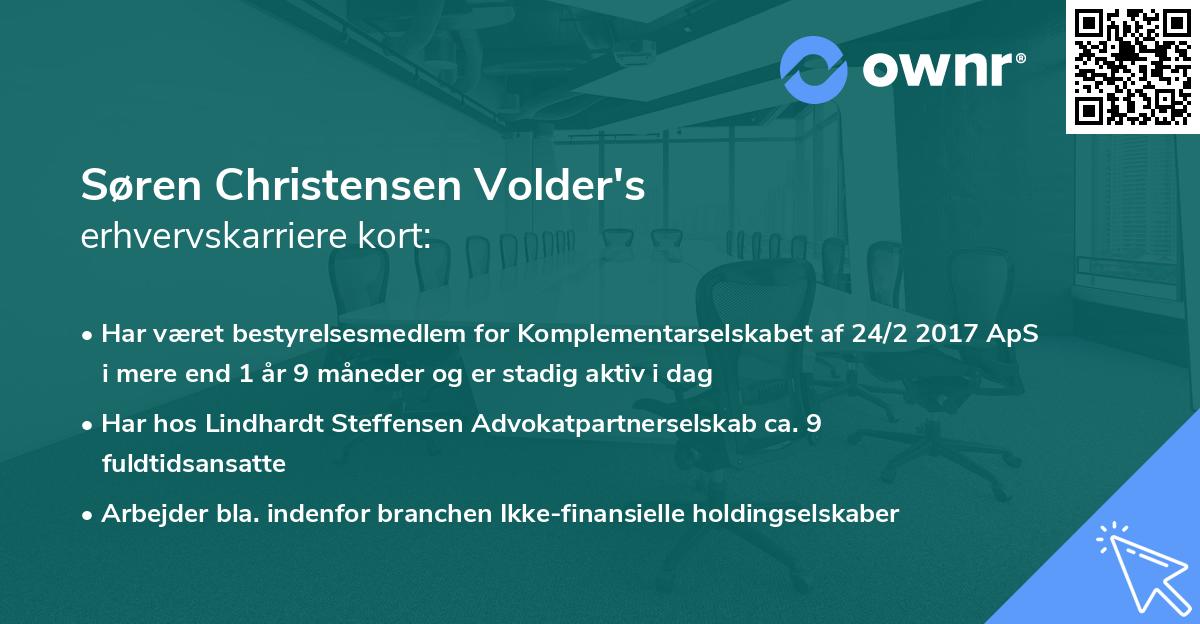Søren Christensen Volder's erhvervskarriere kort