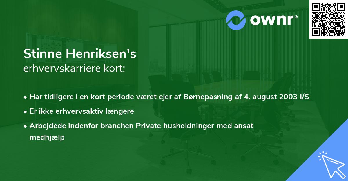 Stinne Henriksen's erhvervskarriere kort