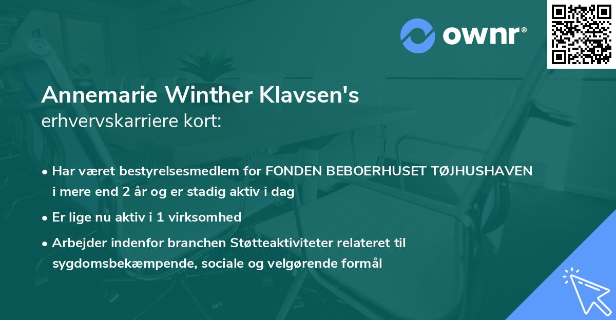 Annemarie Winther Klavsen's erhvervskarriere kort