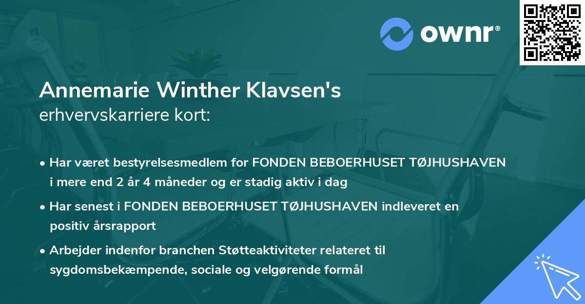 Annemarie Winther Klavsen's erhvervskarriere kort