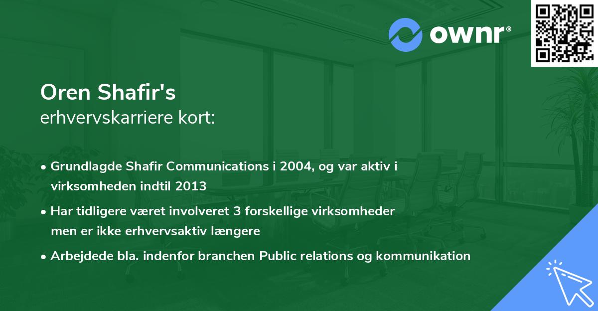Oren Shafir's erhvervskarriere kort