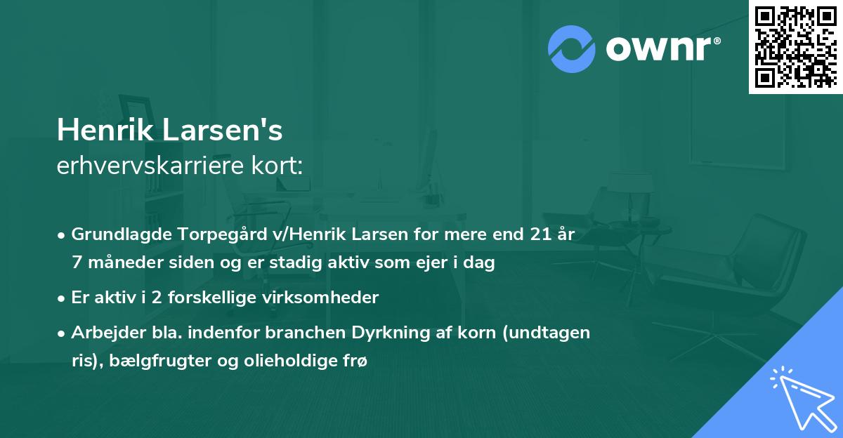 Henrik Larsen's erhvervskarriere kort