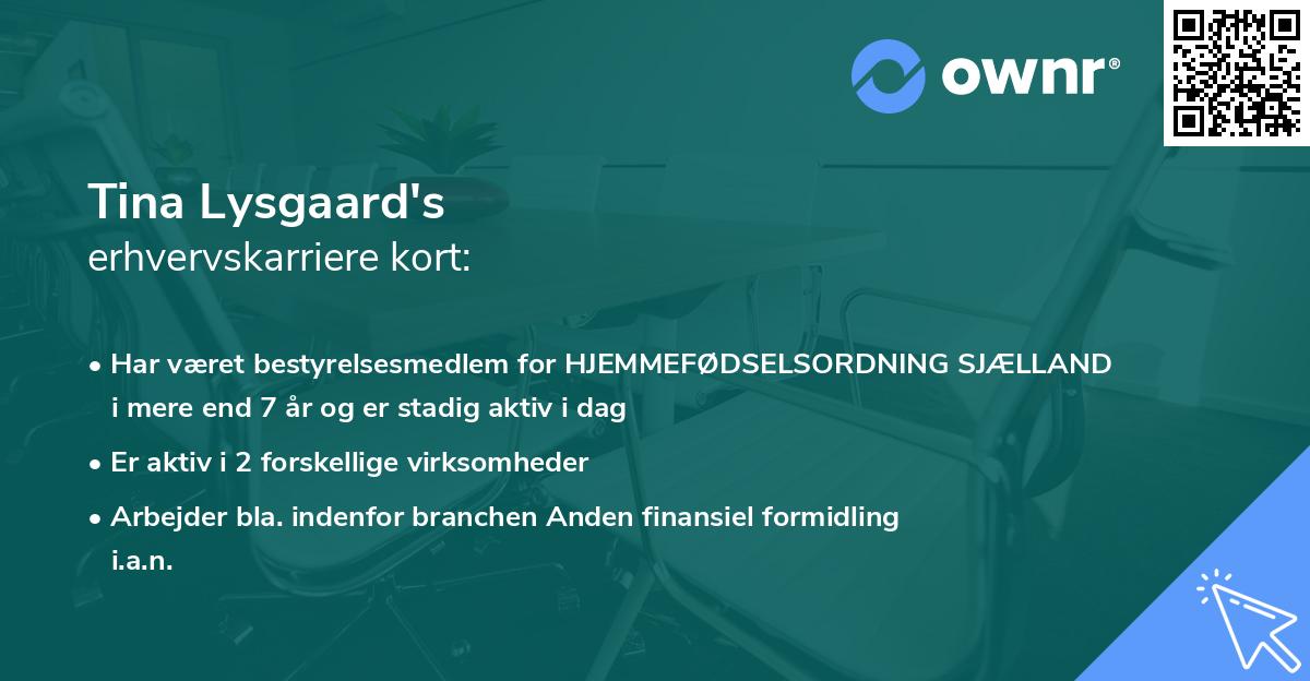 Tina Lysgaard's erhvervskarriere kort