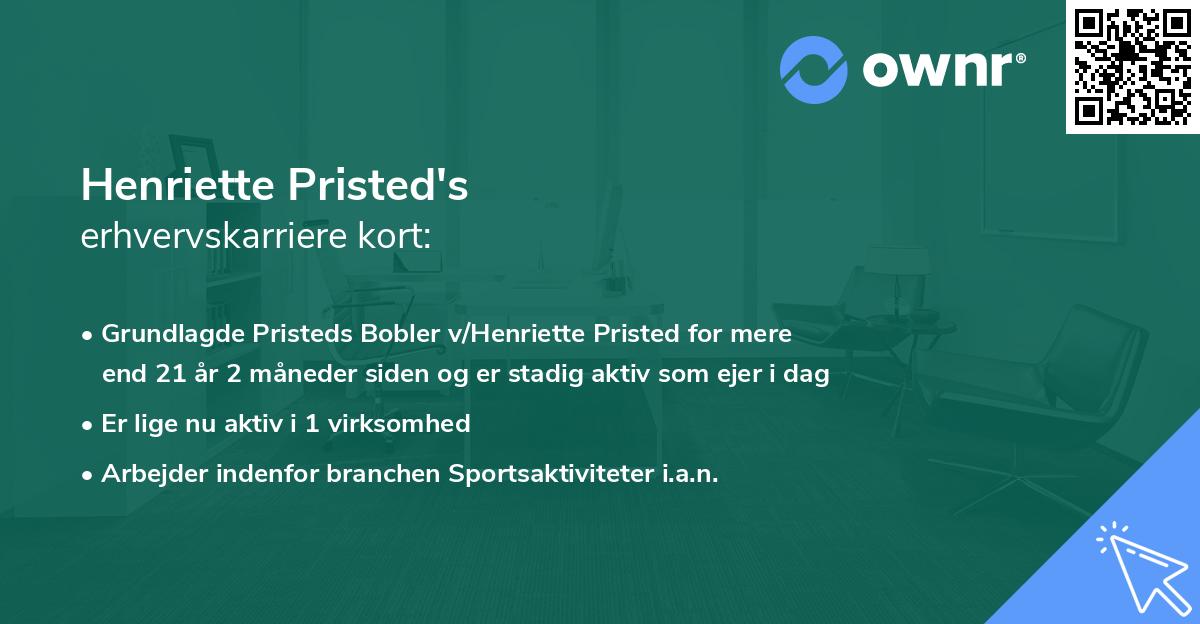 Henriette Pristed's erhvervskarriere kort