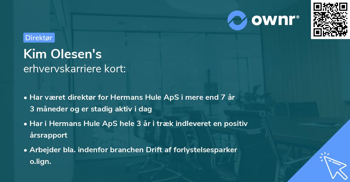 Kim Olesen's erhvervskarriere kort
